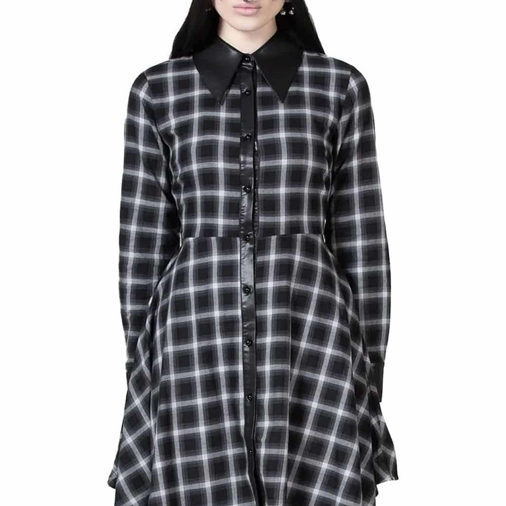 Plaid Black and Gray Women's Dress